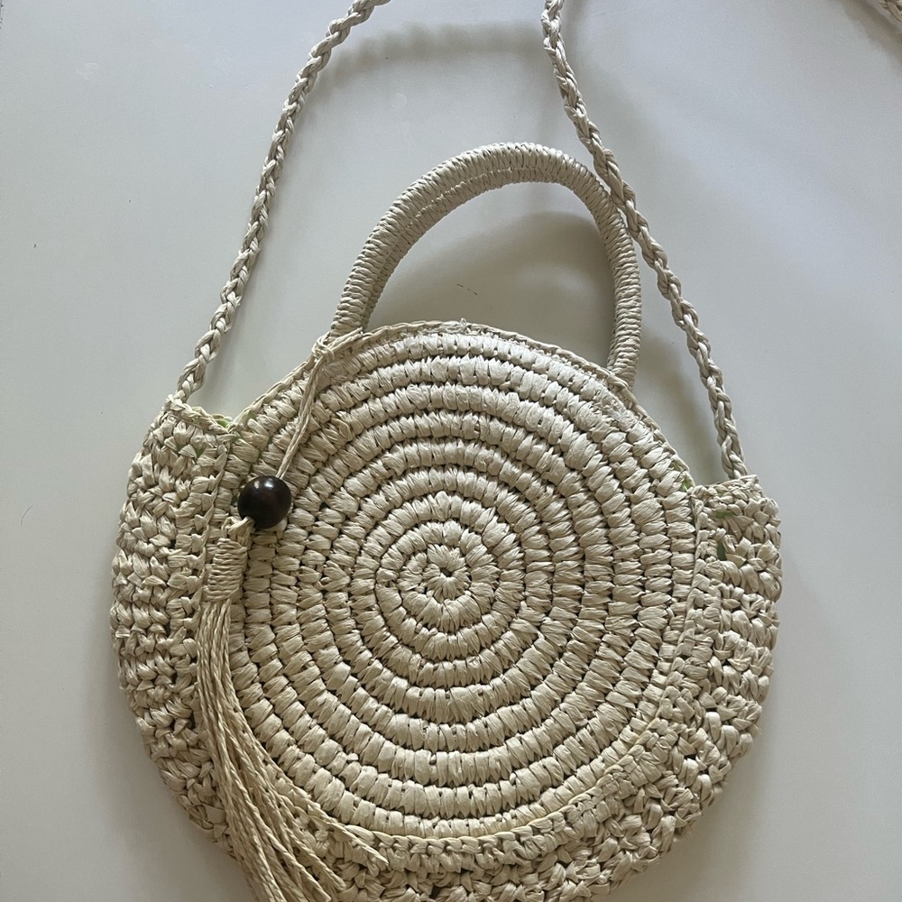 Solid and Striped Straw Crochet Crossbody Bag